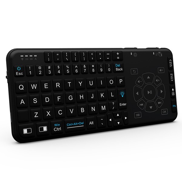 Mini tastatura wireless iluminata, functie telecomanda, taste multimedia, Rii i15 - imagine 9